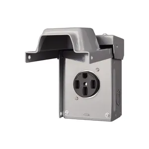 50 Amp EV Power Outlet Box Enclosed Lockable Weatherproof Outdoor Electrical Nema 14-50 Receptacle