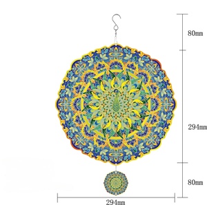 Molino de Viento 3D Mandala, Molino de Viento Colgante de Acero Inoxidable para Adornos de Jardín, Molinos de Viento Espirales de Plástico con Diseño de Pavo Real - Product Image 2