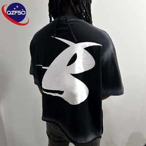 QZFSO haute qualité DTG impression Hip Hop Spandex coton sérigraphié graphique t-shirt Streetwear poids lourd t-shirts pour hommes - Product Image 2