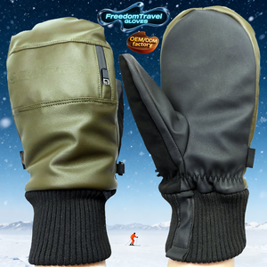 Gants de ski en peau de chèvre d'hiver fabriqués en usine OEM pour enfants, hommes et femmes avec des caractéristiques isolantes thermiques et chaudes en polaire - Product Image 3