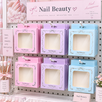 Boîte en papier pliable personnalisée pour nail art avec trous de suspension et fenêtres transparentes, boîte d'emballage en papier pour faux cils