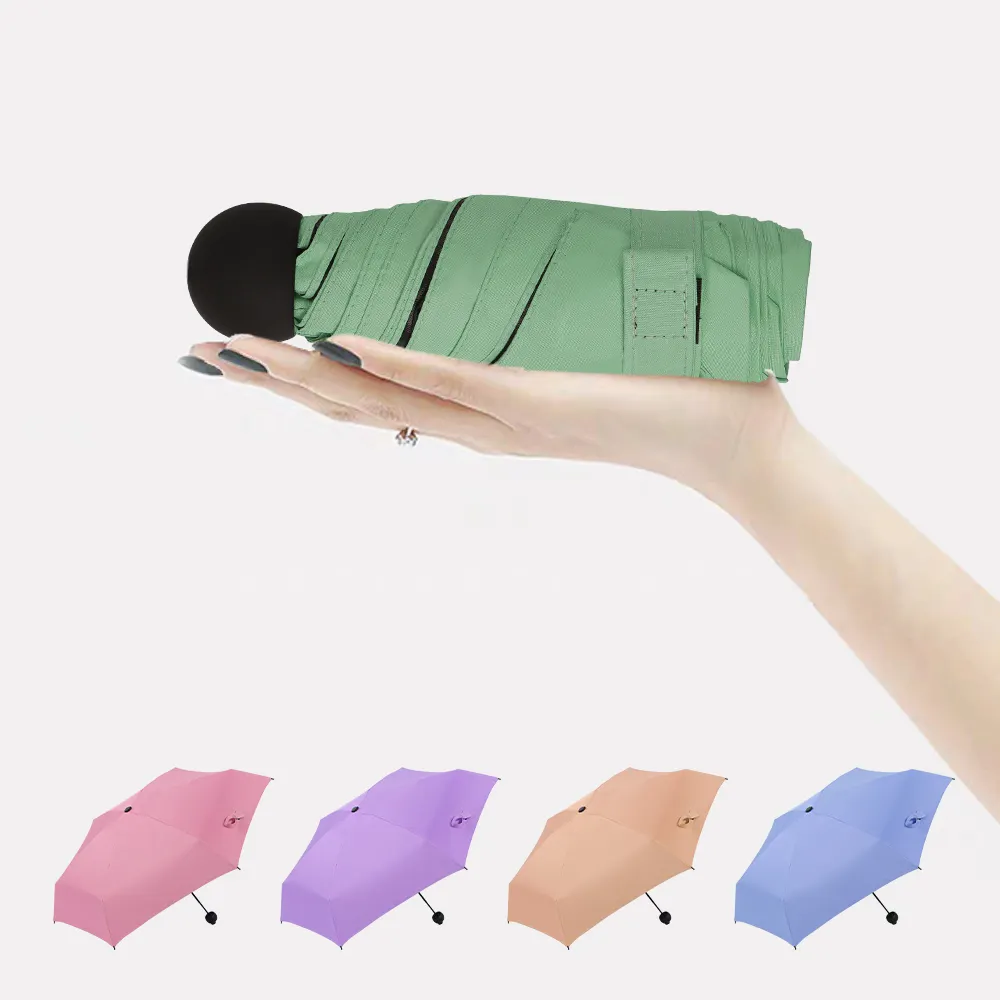 2021 new design plastic handle custom made branded mini pocket small anti-uv 5 fold umbrella for rainy day