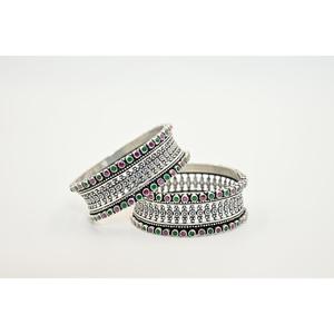 Pulseras de Plata 925 con Cristales Geométricos y Pedrería de Manish Jewellers, Joyería de Estilo Vintage para Uso Diario con Engaste de Bisel para Mujer - Product Image 3
