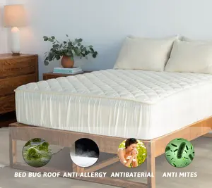 Protège-matelas personnalisé en polyester matelassé pour lit Queen Size, protège-matelas imperméable pour hôtel - Product Image 1