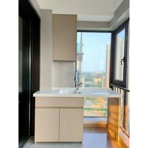 Gabinete de lavandería de aluminio de panal de tamaño pequeño de estilo moderno con fregadero de cerámica profundo para uso en el baño del hotel - Product Image 3