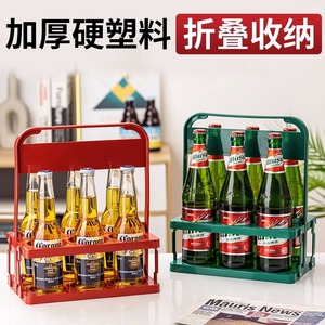 Porte-bouteilles à vin pliable portable, capacité 6 bouteilles, design rectangulaire, style moderne, pour les fêtes - Product Image 4