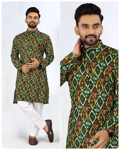 Ensembles de pyjama Kurta en rayonne lourde pour hommes vêtements indiens pakistanais disponibles à la vente en ligne - Product Image 5