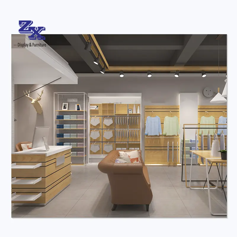 Customized leisure wear store interior design for display, leisure wear store design leisure wear shop furniture for display