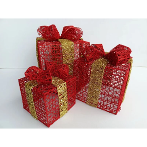 Iron <b>Christmas</b> Decoration <b>Gift</b> <b>Box</b> <b>for</b> Yard Home Indoor Outdoor Party Decor Led Lights - Product Image 1