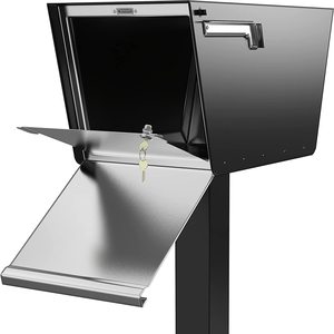 Buzón de aluminio negro texturizado | Buzón moderno montado en poste | Buzón impermeable para exteriores con cerradura - Product Image 3
