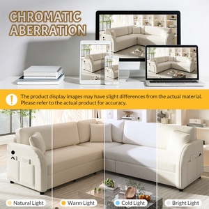 Sofá <span class=keywords><strong>Cama</strong></span> Seccional Convertible <span class=keywords><strong>en</strong></span> Forma de L de Lujo con Tela de Peluche, 85.1 Pulgadas, con Puertos USB, para el Hogar y la Oficina - Product Image 6