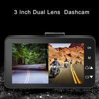 Caméra de bord à double objectif 3 "pour moto DVR Black Box Dashcam Front 1080P Night Vision Dashboard Camera