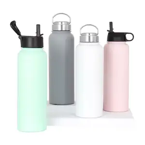 KOBES bouteille d'eau en plastique de grande capacité 1000ML avec corde bouteille dépolie Portable pour l'extérieur pour randonnée Camping voyage sans BPA