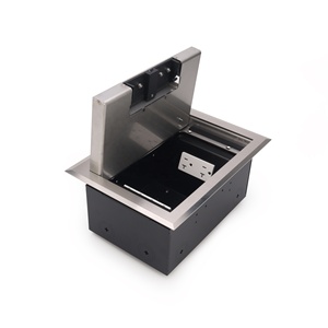 SS304 Safe Closing Floor Socket Box with <b>Ethernet</b> and Power Ports for Conference Systems - Product Image 1