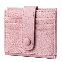 Dompet Kulit Lychee untuk Wanita, Tempat Kartu, Dompet Kulit Sapi, Dompet Pendek Resleting Kulit Asli Lucu untuk Wanita