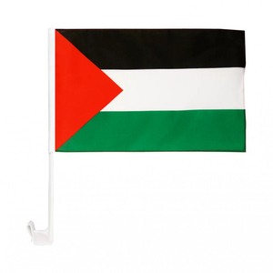 Precio barato de fábrica personalizado 100% poliéster 12x18 pulgadas una o doble cara banderas de <span class=keywords><strong>coche</strong></span> palestinas personalizadas - Product Image 1