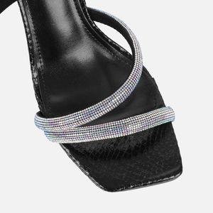 صندل ثعبان صناعي بالماس بكعب عالٍ من الدانتيل للنساء في الصيف ، صندل بترتر بكعب عالٍ معدني - Product Image 3