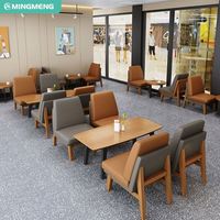 Muebles de Restaurante Comerciales de Roble Personalizados, Juego de Mesa y Sillas de Comedor de Madera y Cuero de Lujo Moderno para el Hogar