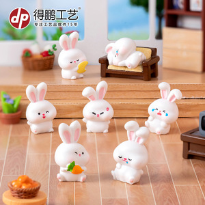 <b>Cute</b> Cartoon Bunny <b>Doll</b> Resin Mini Figure Desk Ornament Stress Relief Toy For Kids And Adults - Product Image 4