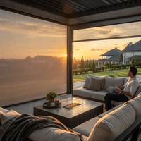 Schnell Montierbare Modulare Aluminium-Motorisierte Lamellenpergola, Wasserdichter Bioklimatischer Gartenpavillon für Terrasse und Villa