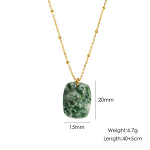สร้อยคอหินหยกธรรมชาติประดับคริสตัล ชุบทอง 14k 18k ทำจากสแตนเลส 316 ไม่ลอก ไม่ดำ กันน้ำ สำหรับผู้หญิง - Product Image 6