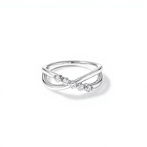 Twisted <b>Wedding</b> <b>Ring</b> Women's Round Brilliant Cut CZ Stone Prong Setting Romantic 925 Silver Tone Fine Jewelry - Product Image 1