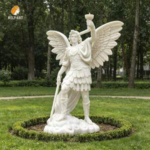 Statue d'ange en marbre <span class=keywords><strong>blanc</strong></span> sculptée à la main par MILY, taille réelle, grande sculpture en <span class=keywords><strong>pierre</strong></span> naturelle pour jardin extérieur, parc, villa, aménagement paysager - Product Image 1