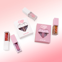 Kit de gloss à lèvres brillant végétalien avec huile aromatisée, marque privée, repulpant, hydratant, pailleté rose, huile à lèvres changeante de couleur