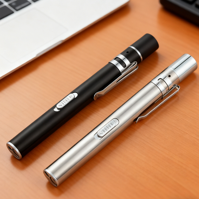 New 2-in-1 White & Yellow LED Medical Pen Light USB Rechargeable Mini Nursing Torch Lamp with Aluminum Body