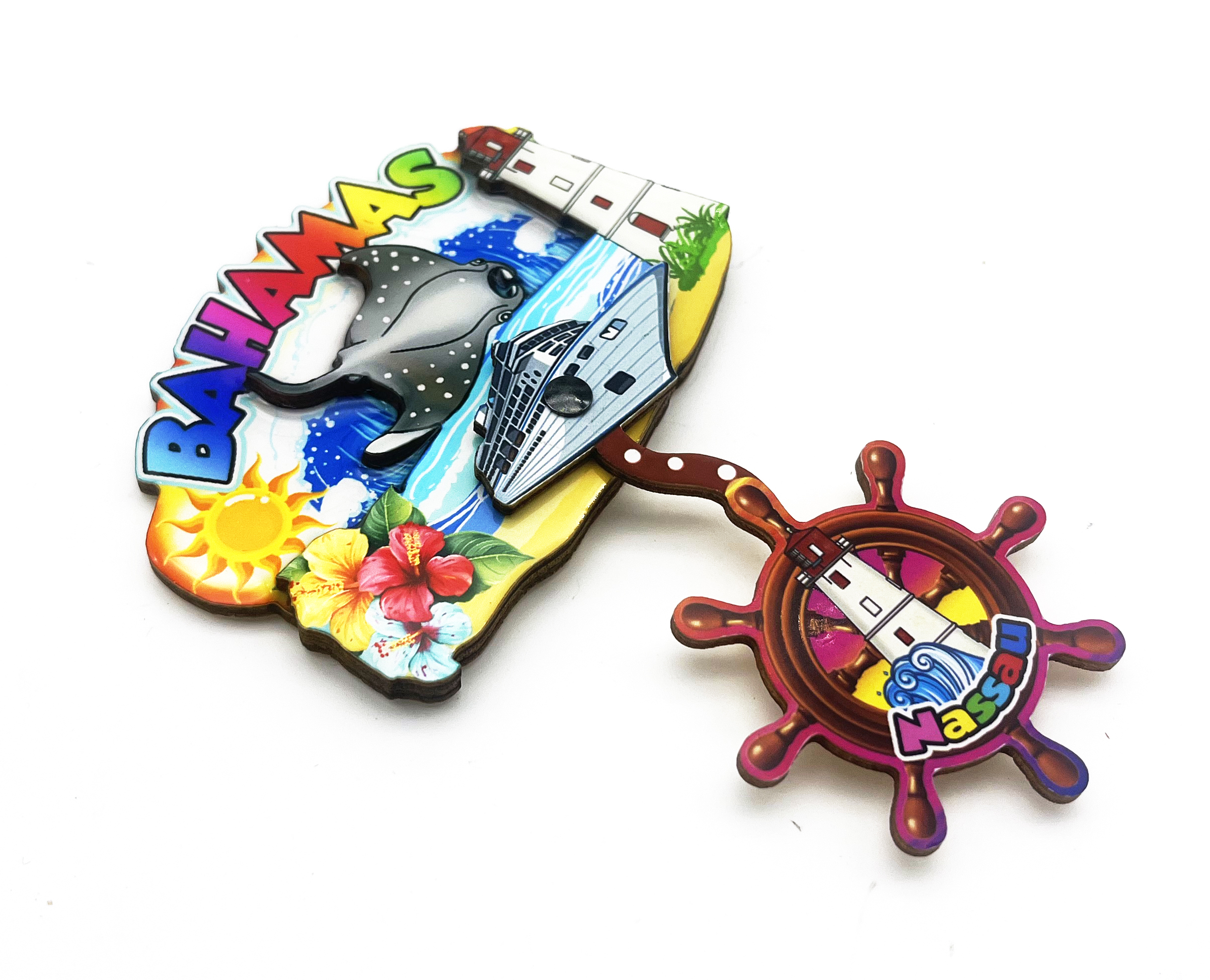 Portachiavi Souvenir Bahamas In Acrilico Rettangolare – 6,3 X 3,8 Cm, Ciondolo Con Foto, Ricordo Di Viaggio Originale - 3