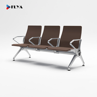 Banc d'attente 3 places FLYA avec coussin en PU, chaise d'attente pour aéroport, chaise d'attente pour hôpital, chaise d'attente en aluminium avec table basse