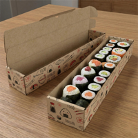 Boîte d'emballage en carton longue, personnalisable avec logo imprimé, en papier kraft, pliable, pour mini-burgers, sushis, emballage cadeau