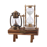 Sablier décoratif de style européen rétro, design de phare et de moulin à vent, avec fonction lumineuse, en plastique et bois, pour les mariages