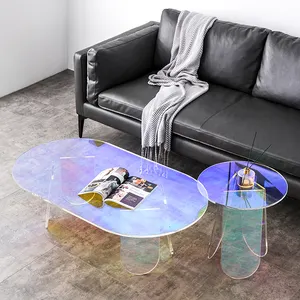 Table basse ronde en acrylique Transparent, support antidérapant, thème fantôme, pour salon, appartement, balcon, hôtel, livraison gratuite