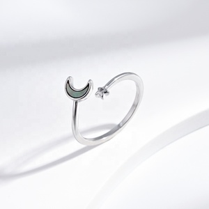 wholesale plata 925 sterling <b>silver</b> heart shell open <b>ring</b> Everyday Wear stacking black ladies cheap <b>adjustable</b> finger <b>rings</b> - Product Image 3