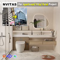 Meuble de salle de bain moderne en MDF NVITAS avec lavabo, meuble-lavabo mural écologique pour chambre, hôtel, appartement et projets de villas