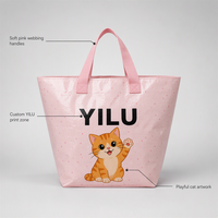 Sac fourre-tout personnalisé YILU en PP tissé imprimé motif chat mignon, réutilisable et recyclable, pour le shopping, cadeau pour femme, courses