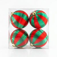 Boules de Noël en plastique de 100 mm enveloppées de fil de soie, lot de 4, coffret cadeau, décoration suspendue, modèle Guangdong 171238