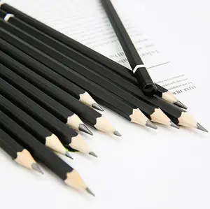 Factory Wholesale Custom Cheap Natural Wooden Black Coated Hexagonal Pencil 2b 4b 6b 8b 10b Hb Lead Standard Sketch Pencil