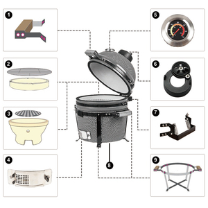 Barbecue Kamado en céramique TOPQ de la série Premium, 15 pouces, pour fumer au charbon de bois, idéal pour la cuisine, le jardin, le camping et la préparation des aliments - Product Image 5