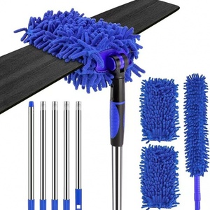 Raspador de limpieza de ventanas de acero inoxidable dos en uno, cepillo de doble cara para eliminar polvo y telarañas, para limpiar vidrios de edificios altos - Product Image 6