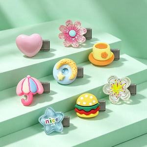 Cute 3D Cartoon Hair Clips For Girls And Women Plastic Gripper Clips Daily Use <b>Sweet</b> Food <b>Flower</b> Design Random Color - Product Image 3