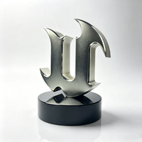 Trophée personnalisé en métal avec logo 3D, en alliage de zinc, avec base en cristal noir pour cérémonie de jeu, souvenir