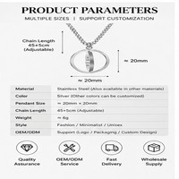 Collier pendentif personnalisé en acier inoxydable, vente en gros, unisexe, collier cercle rotatif, bijoux de mode, fournisseur OEM ODM