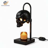 Lampe à bougie en métal populaire avec base en forme de crâne pour la décoration de table de chevet