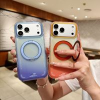 Étui de téléphone en acrylique de luxe translucide dégradé avec support magnétique rotatif pour iPhone 18 17 16 Pro Max