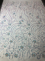 Glint dentelle perlée oem chine gros tissu de broderie indien dentelle de luxe pour robe de mariée