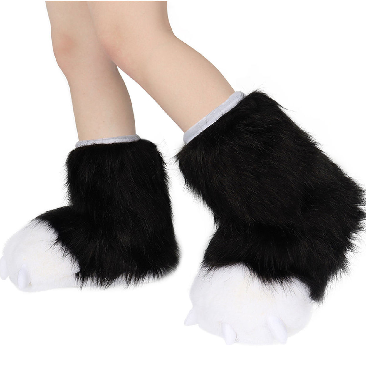 Manufacturer Direct Sales Plush Bear Paw Slippers Faux Fur Bottom