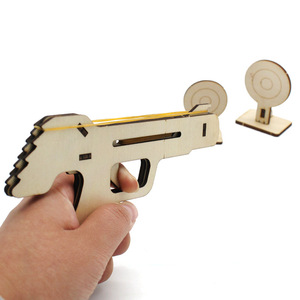 Kit de pistola de banda elástica de madera para niños, juguete educativo científico, modelo de montaje manual, 7-9 años - Product Image 1