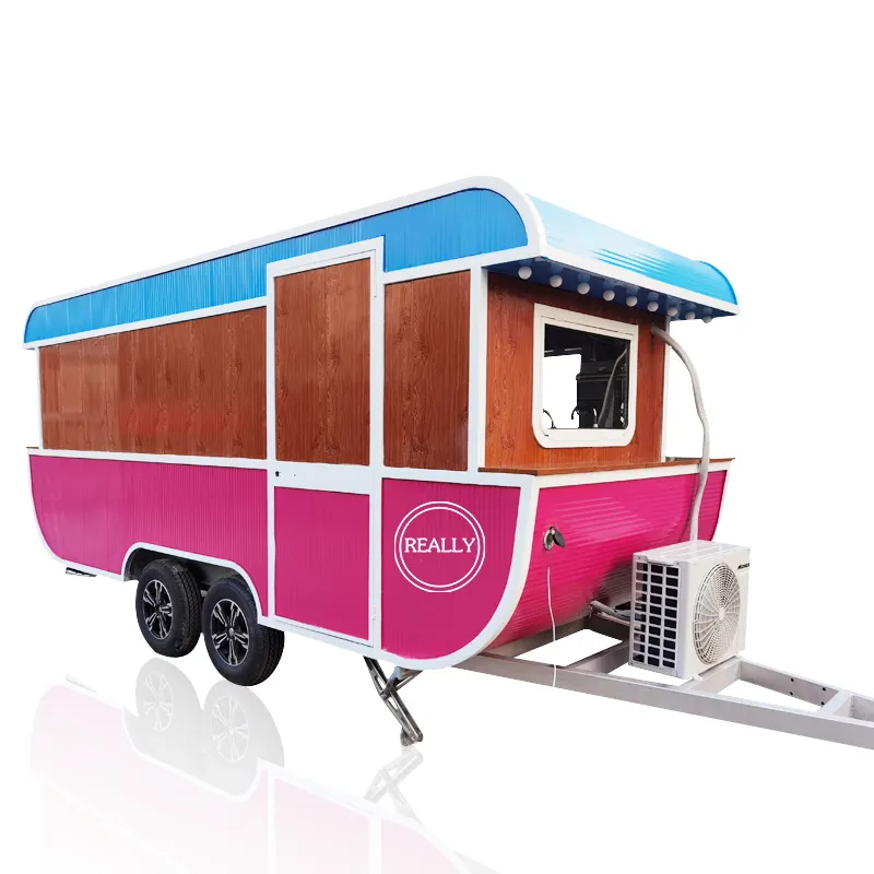 Kerst Getrokken Voedsel Trailer Straat Mobiele Keuken Outdoor Voedsel Vending Truck Commerciële Ijs Karren Promotie